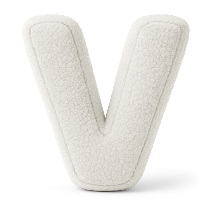 MeowBaby White Teddy Letter Cushion - Letter V