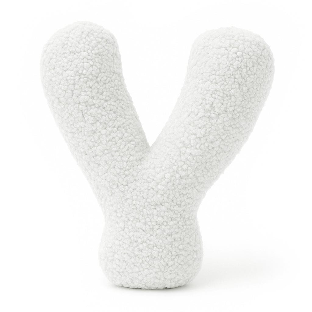 MeowBaby White Teddy Letter Cushion - Letter Y