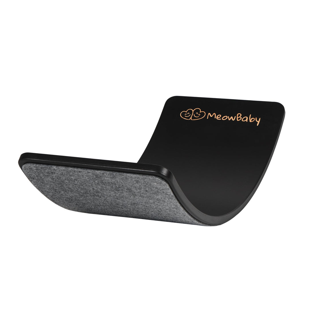 MeowBaby Wooden Balance Board 80x30cm in Black with Grey felt grip surface