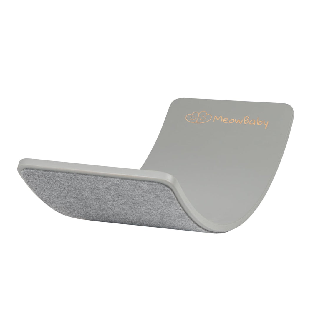 MeowBaby Wooden Balance Board 80x30cm in Grey with Melange Grey felt grip surface