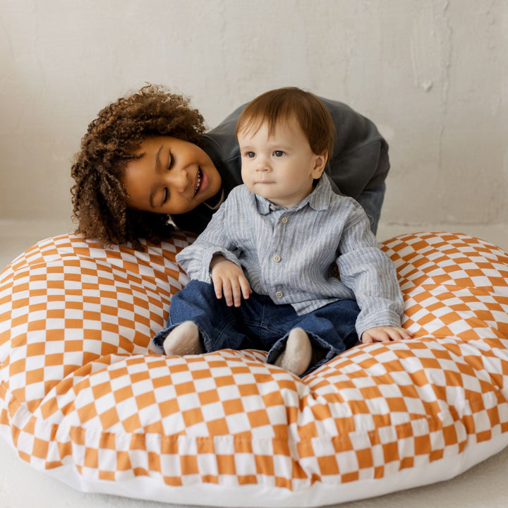 MINICAMP checkered floor cushion, top view