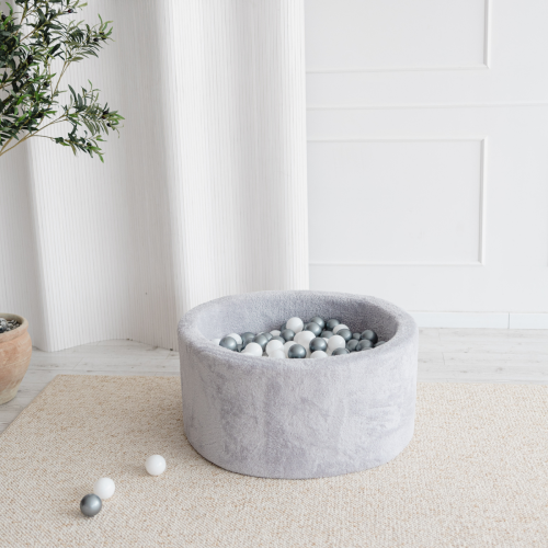 Monio for Kids Light Grey Plush Round Ball Pit, 40cm wall height, sold without balls