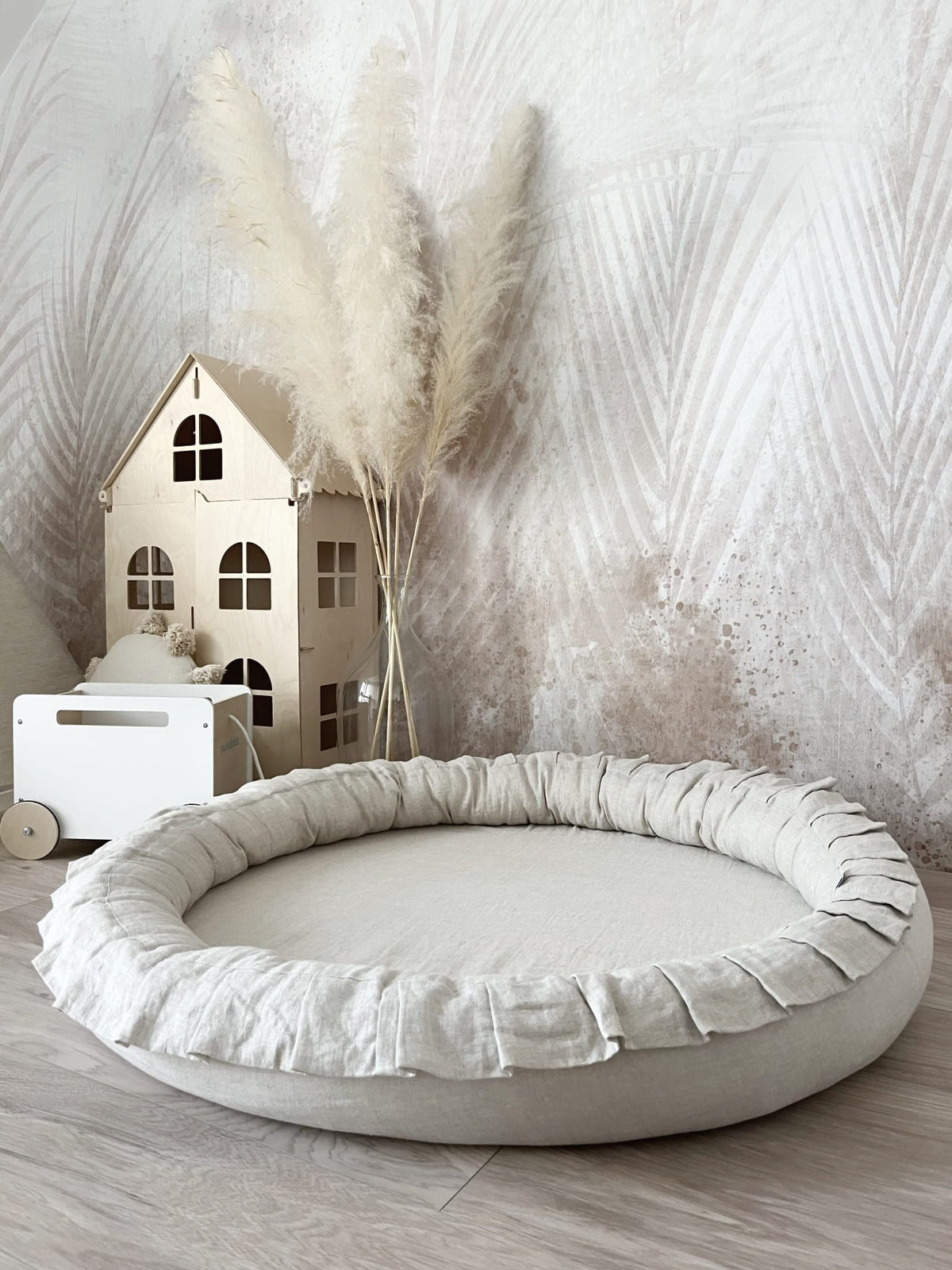 Natural Linen Padded Nest Playmat Play Mats MONIO for Kids