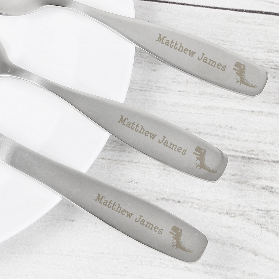 Personalised 3 Piece Dinosaur Cutlery Set Flatware Sets Mini Bee 