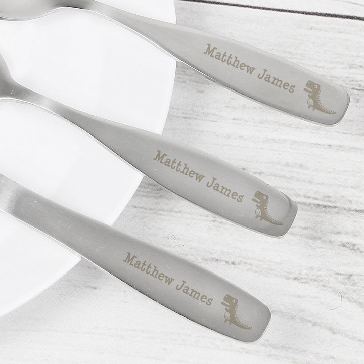 Personalised 3 Piece Dinosaur Cutlery Set Flatware Sets Mini Bee 