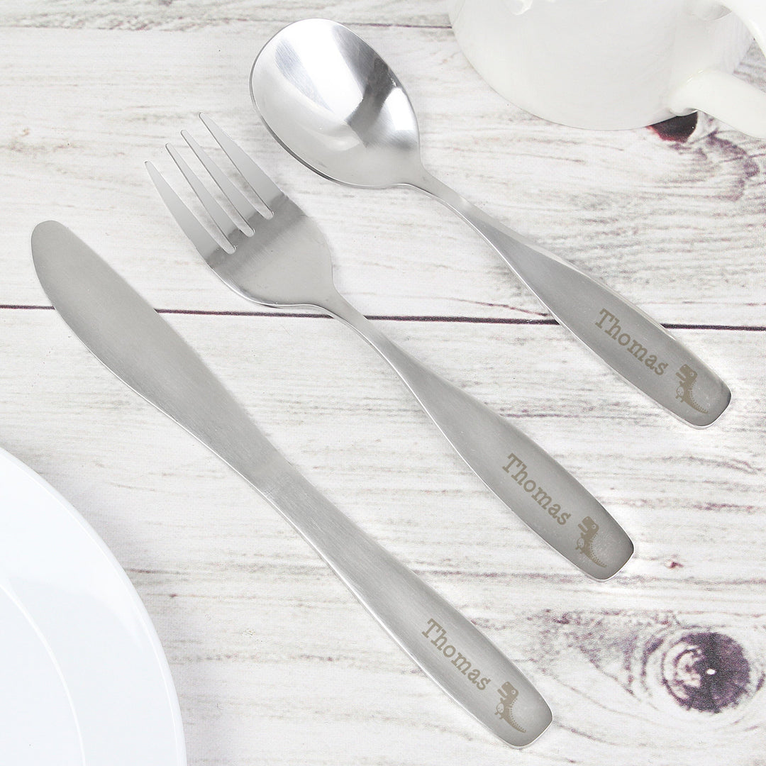 Personalised 3 Piece Dinosaur Cutlery Set Flatware Sets Mini Bee 