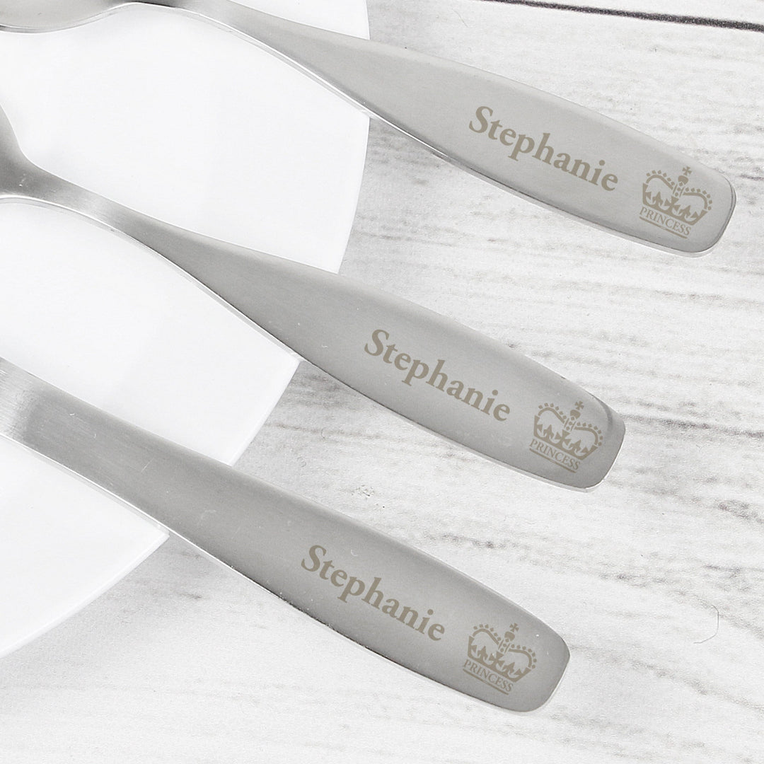 Personalised 3 Piece Princess Cutlery Set Flatware Sets Mini Bee 