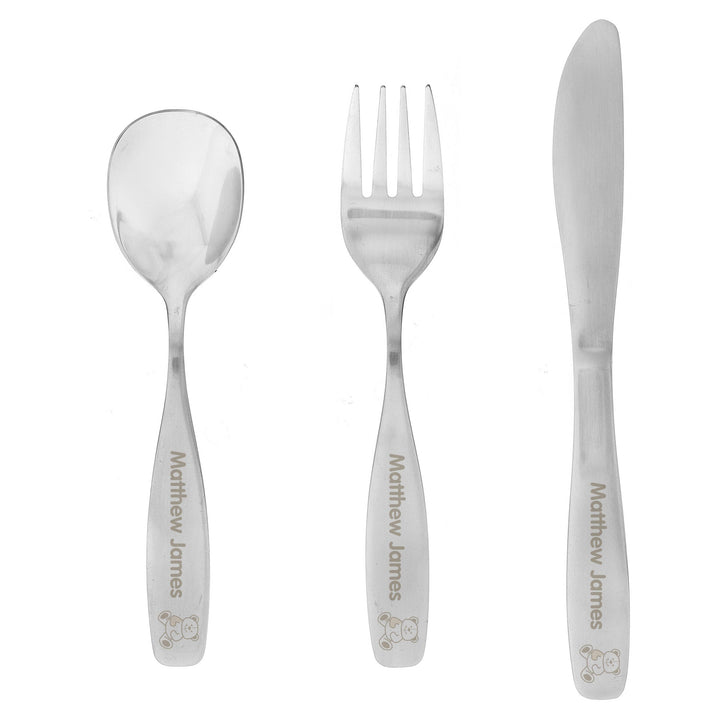 Personalised 3 Piece Teddy Cutlery Set Flatware Sets Mini Bee 