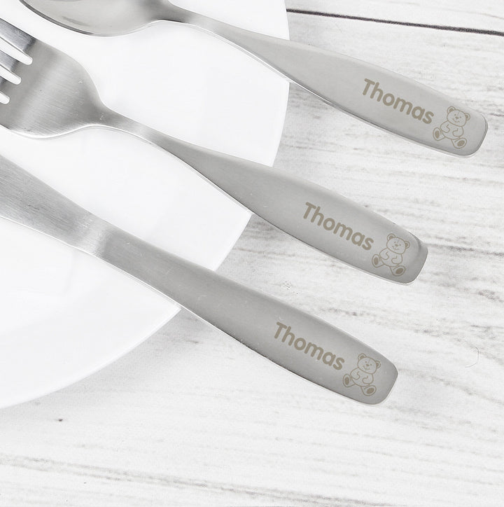 Personalised 3 Piece Teddy Cutlery Set Flatware Sets Mini Bee 