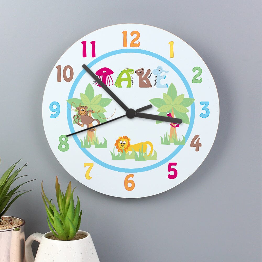 Personalised Animal Alphabet Clock Wall Clocks Mini Bee 