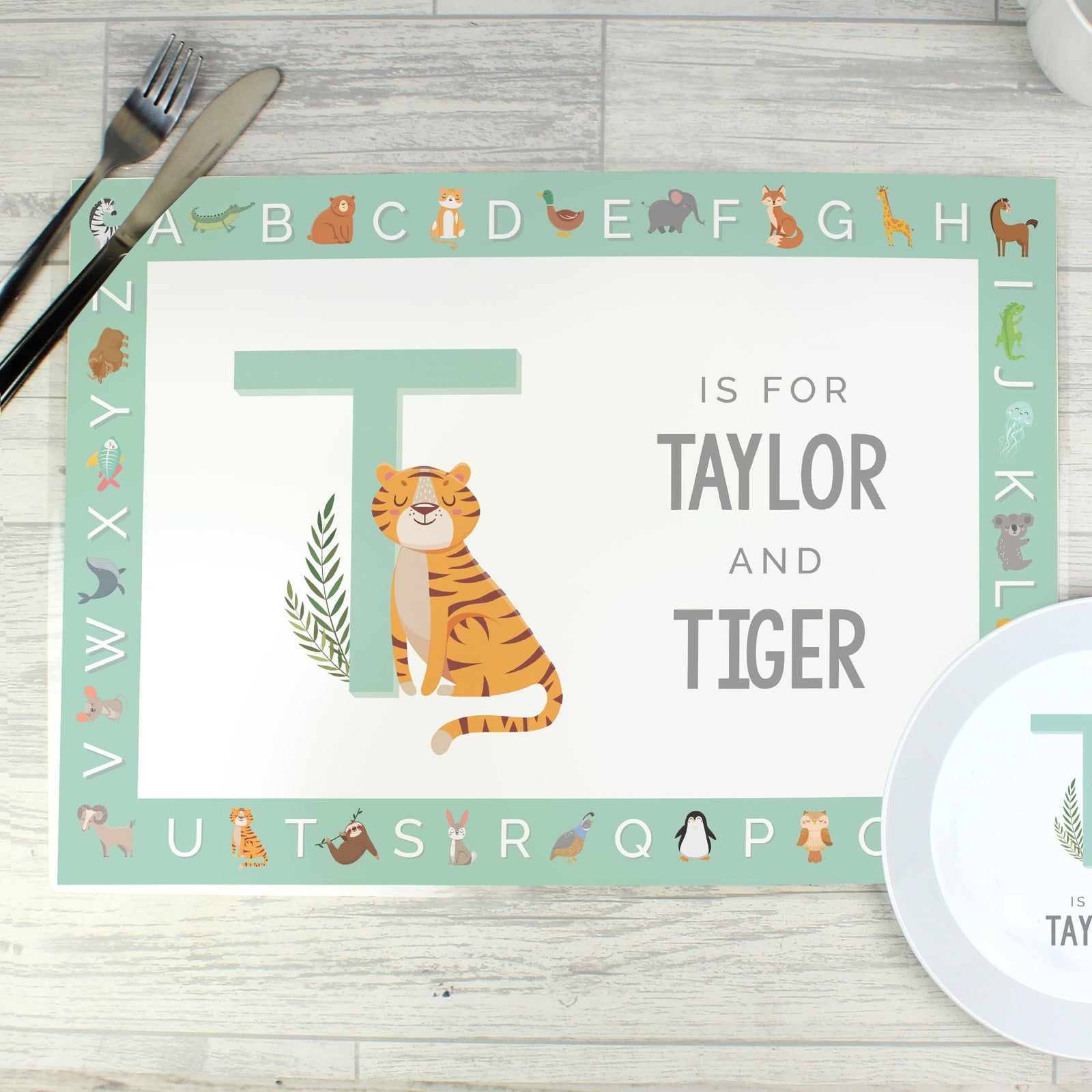 Personalised Animal Alphabet Placemat Placemats Mini Bee 