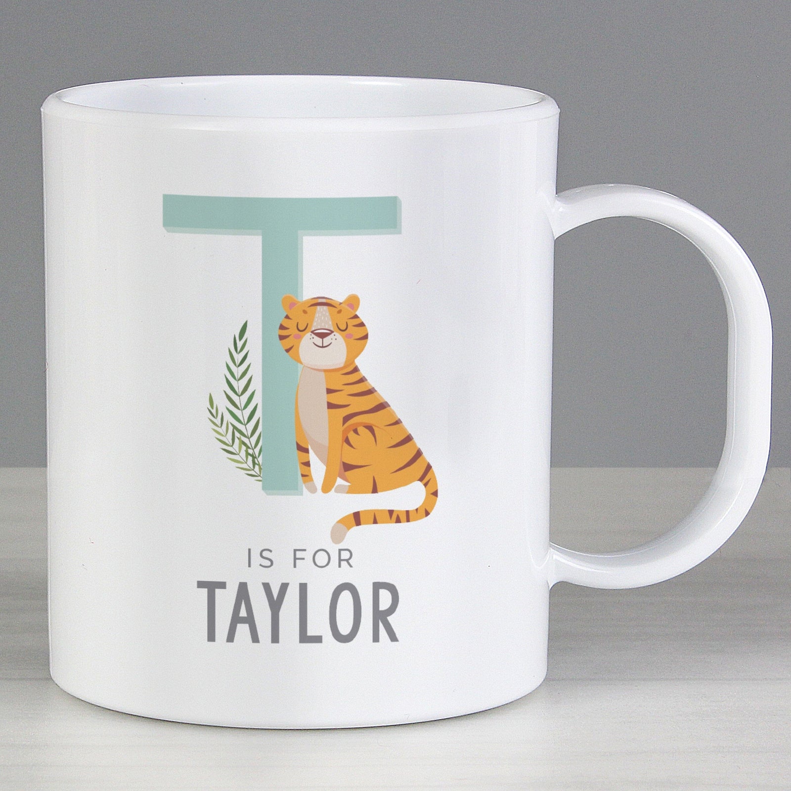 Personalised Animal Alphabet Plastic Mug Mugs Mini Bee 
