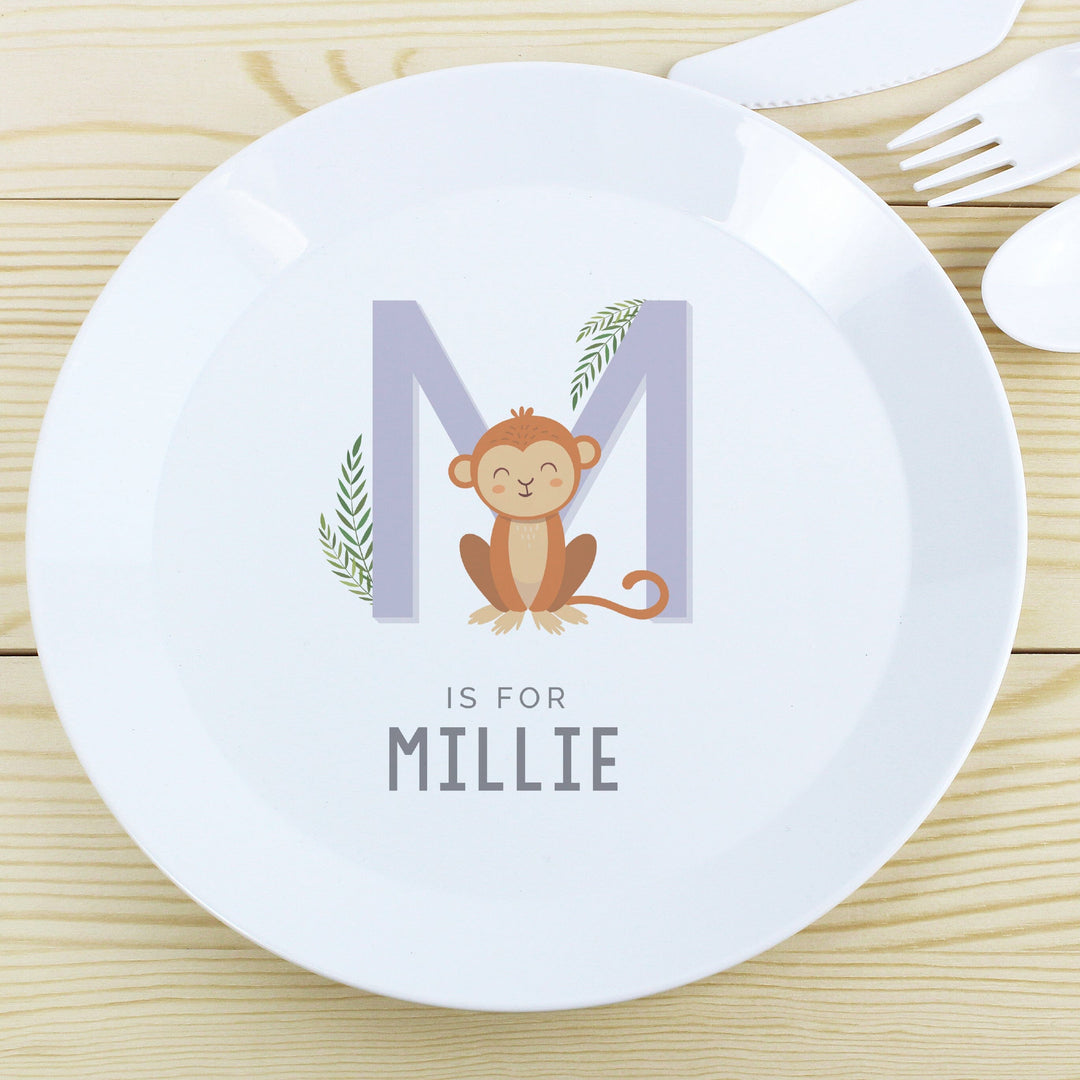 Personalised Animal Alphabet Plastic Plate Plates Mini Bee 