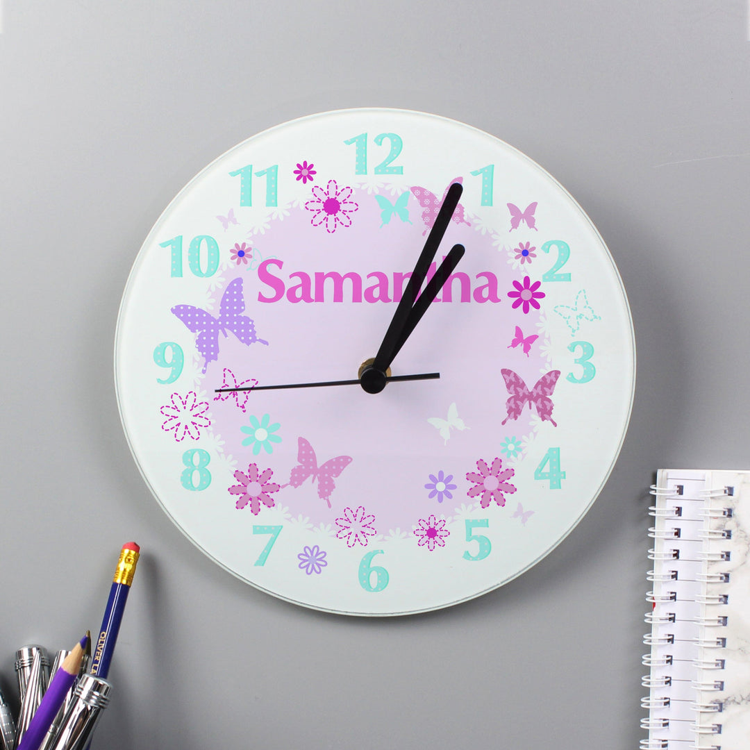 Personalised Butterfly Clock Wall Clocks Mini Bee 