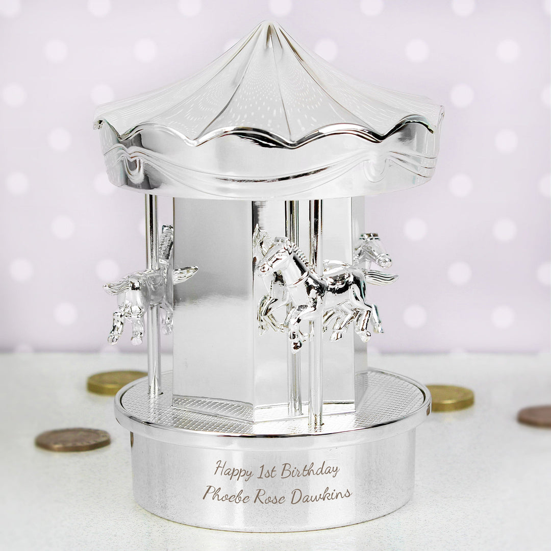 Personalised Carousel Money Box Piggy Banks & Money Jars Mini Bee 