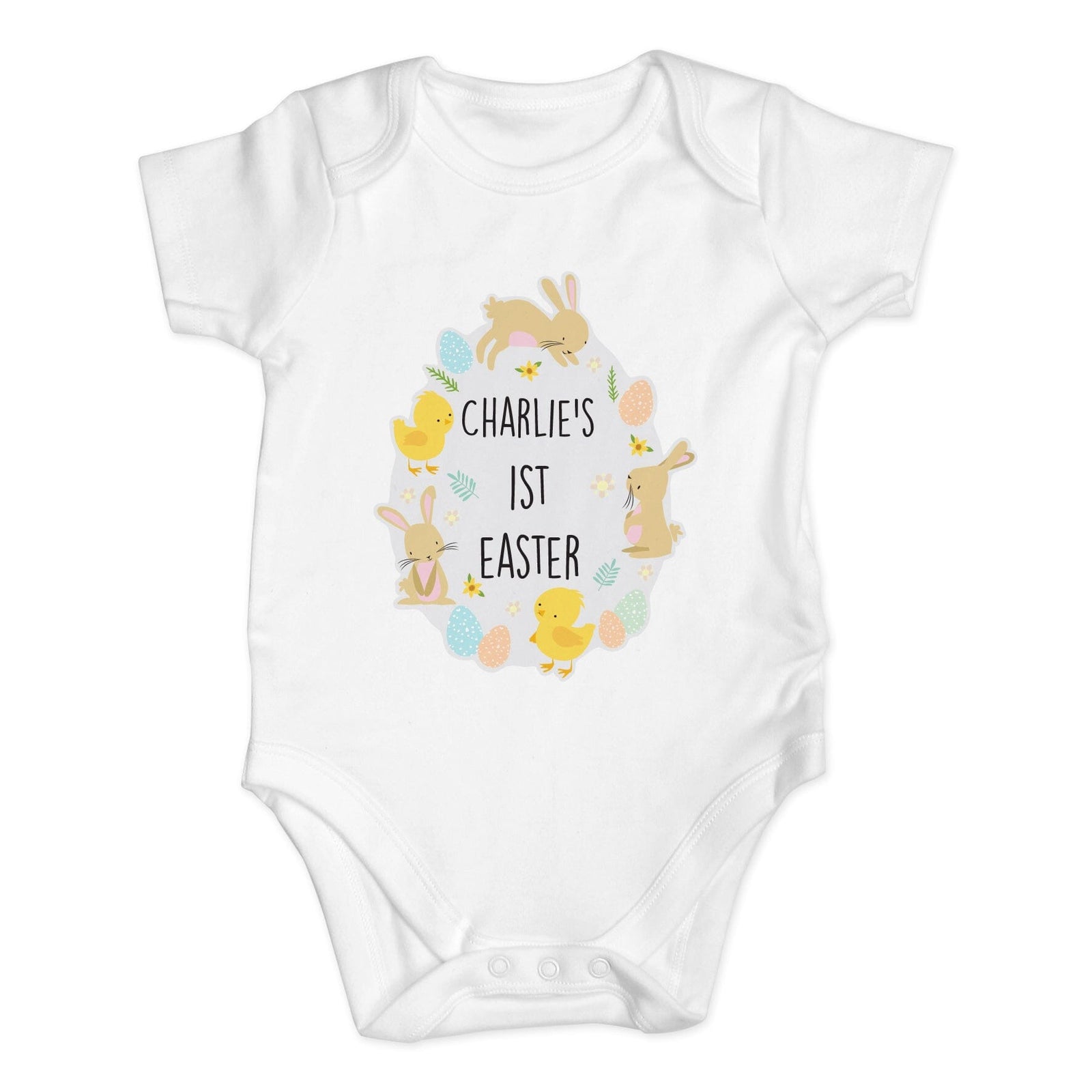 Personalised Easter Bunny & Chick Baby Vest Baby One-Pieces Mini Bee 