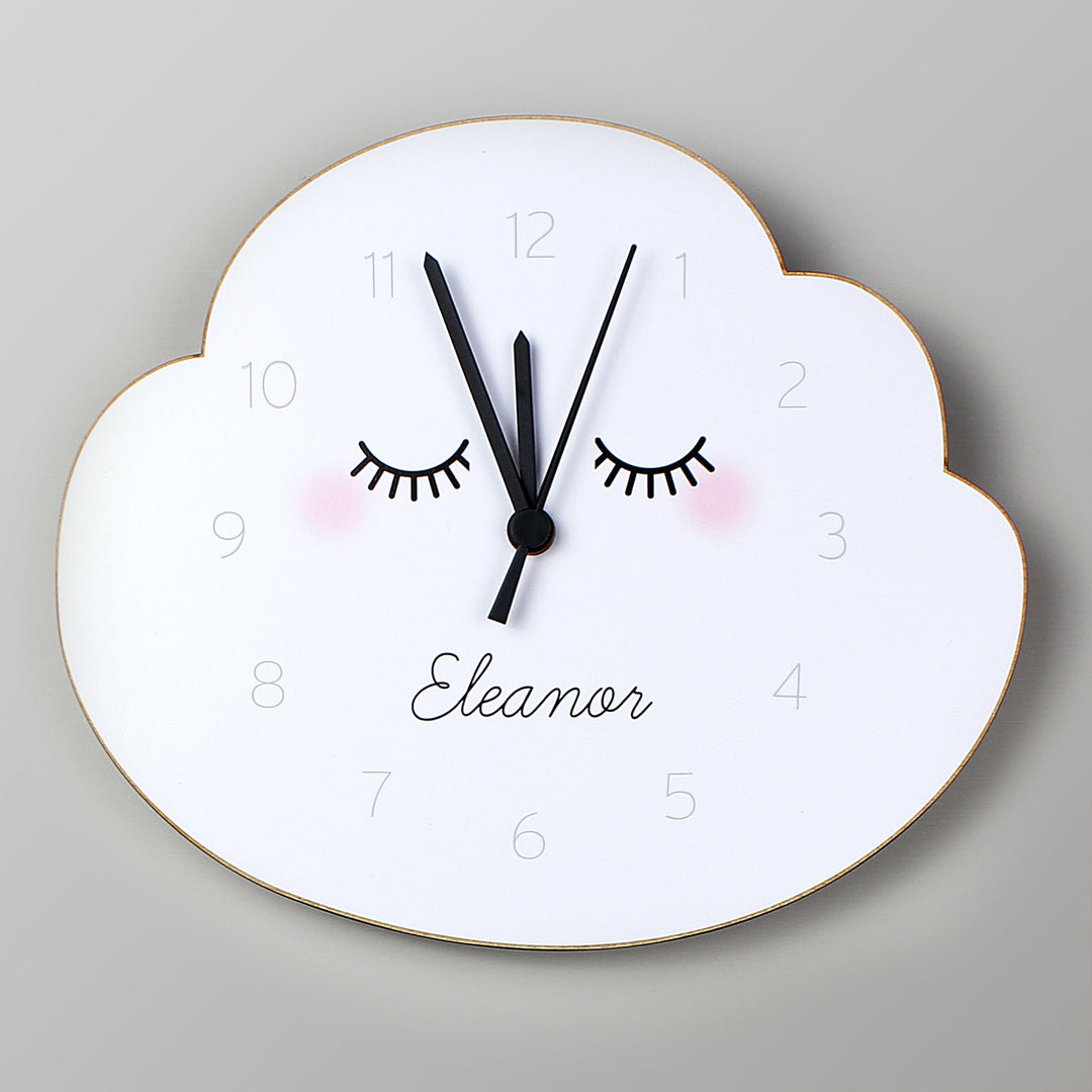 Personalised Eyelash Cloud Shape Wooden Clock Wall Clocks Mini Bee 