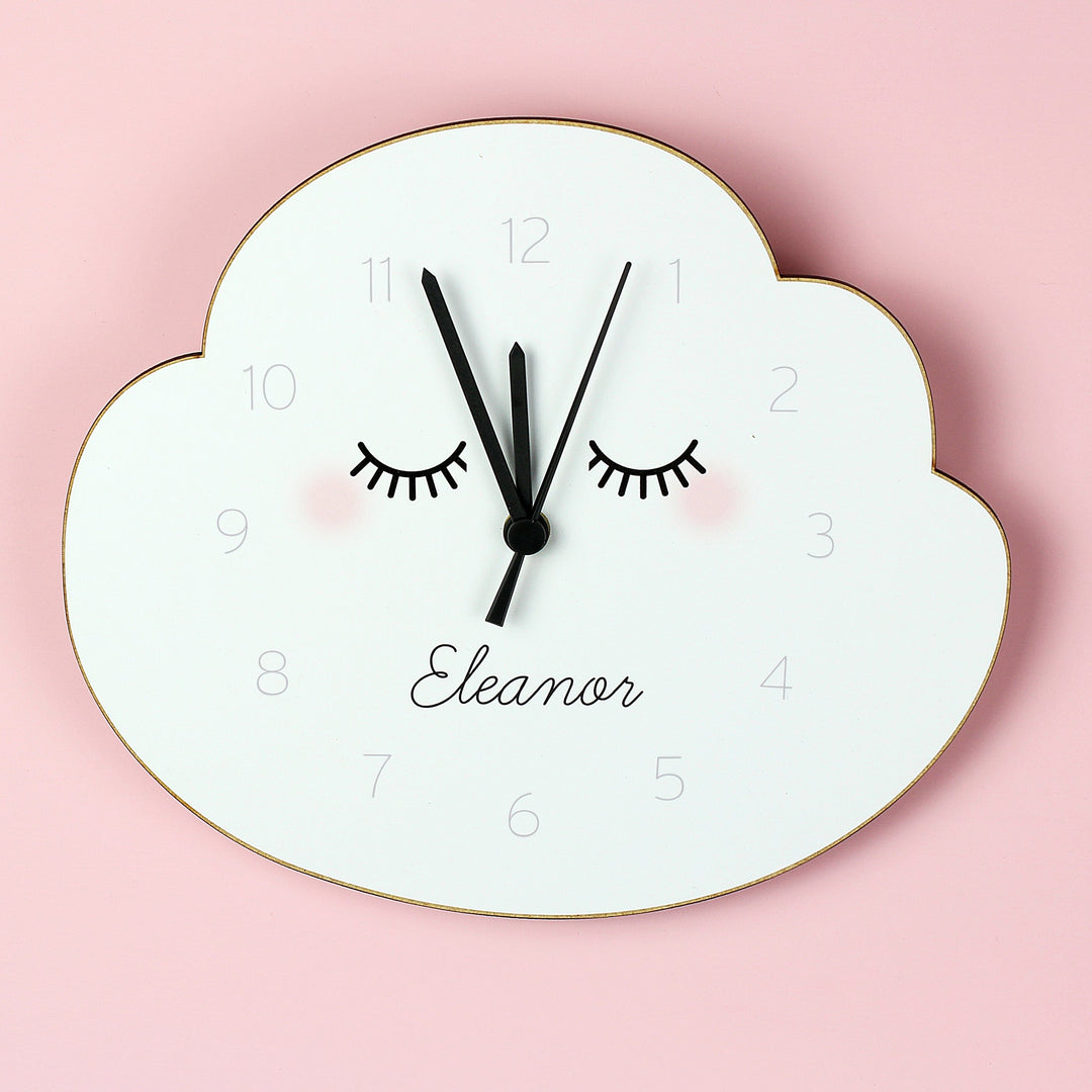 Personalised Eyelash Cloud Shape Wooden Clock Wall Clocks Mini Bee 