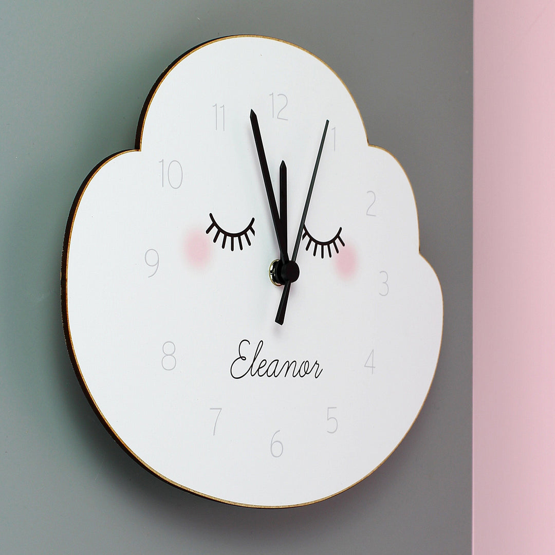 Personalised Eyelash Cloud Shape Wooden Clock Wall Clocks Mini Bee 