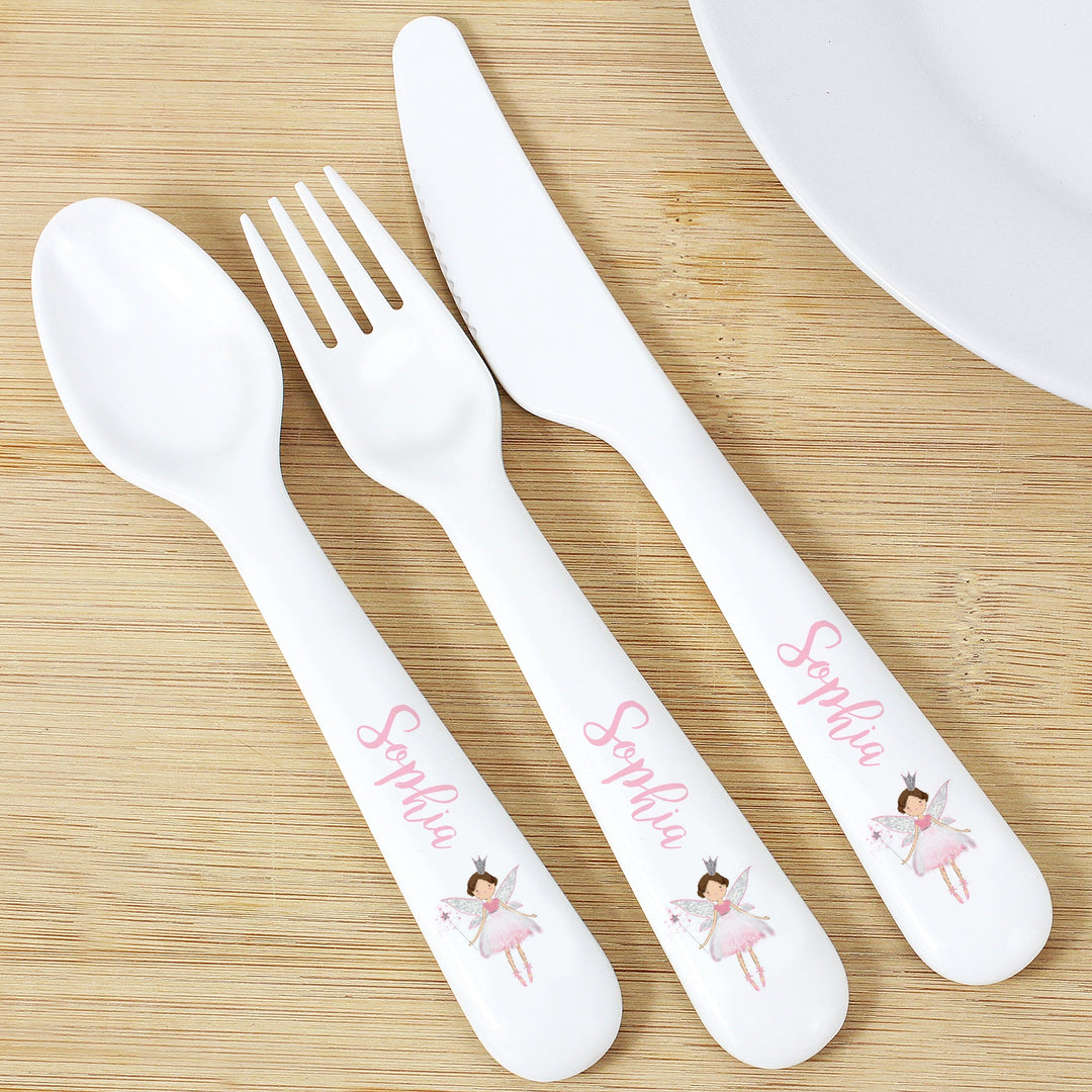 Personalised Fairy Princess 3 Piece Plastic Cutlery Set Flatware Sets Mini Bee 