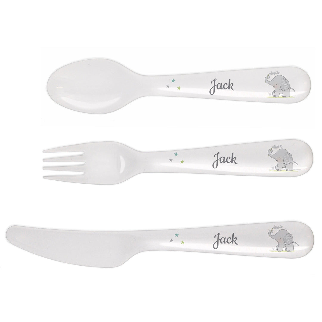 Personalised Hessian Elephant 3 Piece Plastic Cutlery Set Flatware Sets Mini Bee 