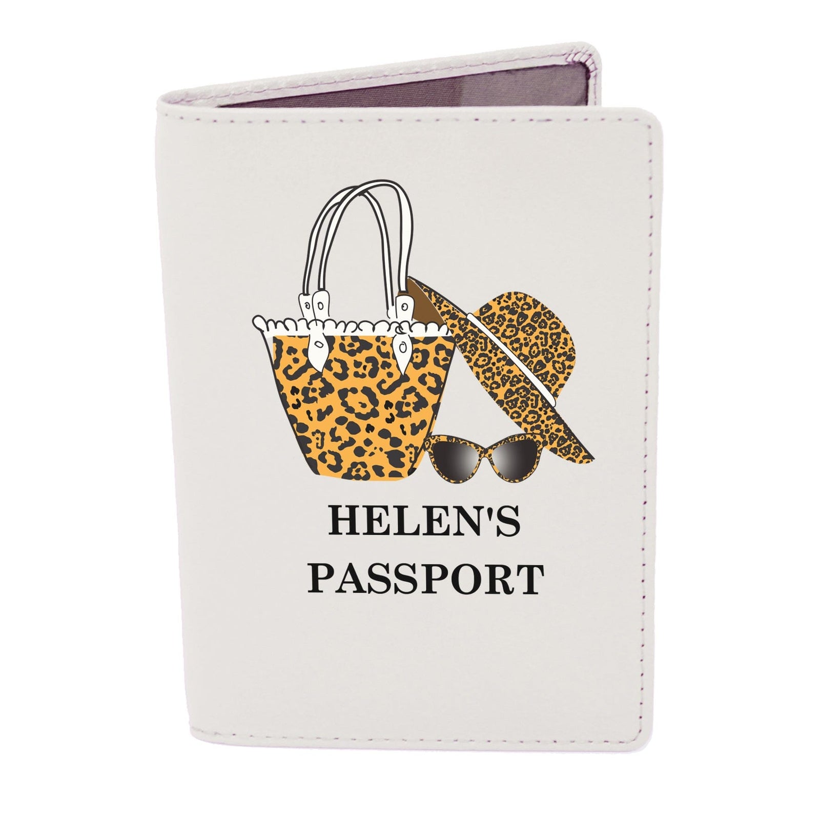 Personalised Leopard Print Cream Passport Holder Luggage Tags Mini Bee 