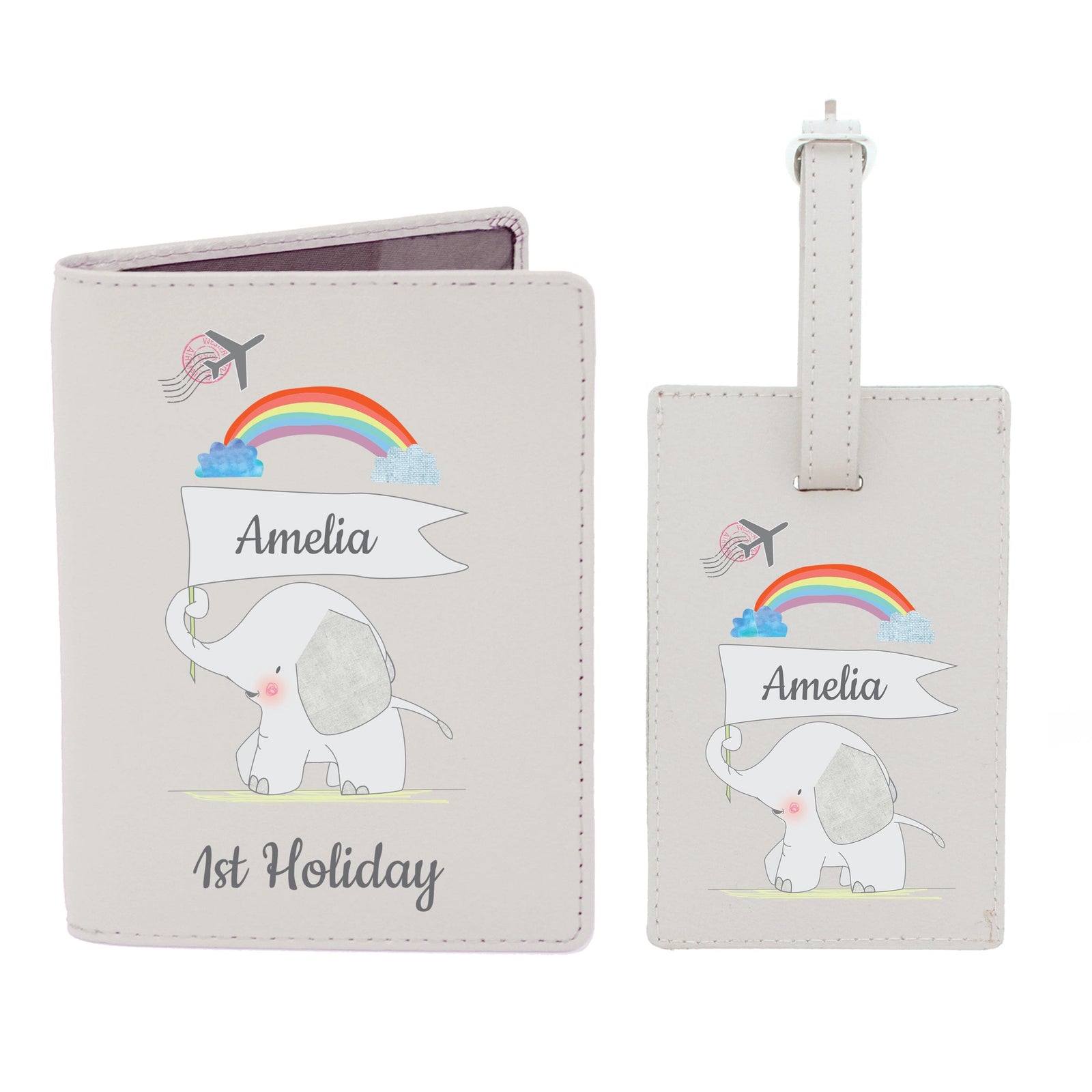 Personalised My 1st Cream Passport Holder & Luggage Tag Set Luggage Tags Mini Bee 