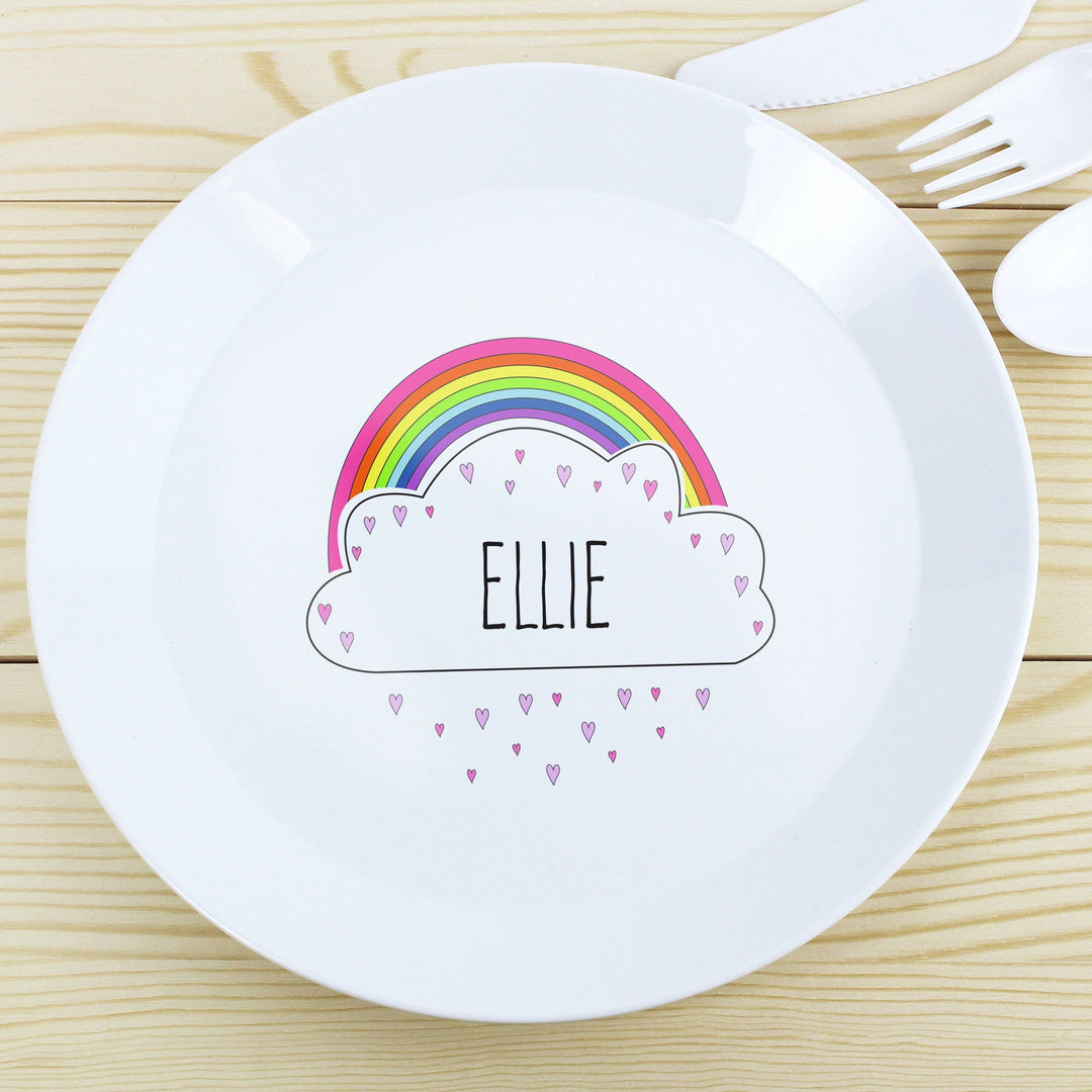 Personalised Rainbow Plastic Plate Plates Mini Bee 