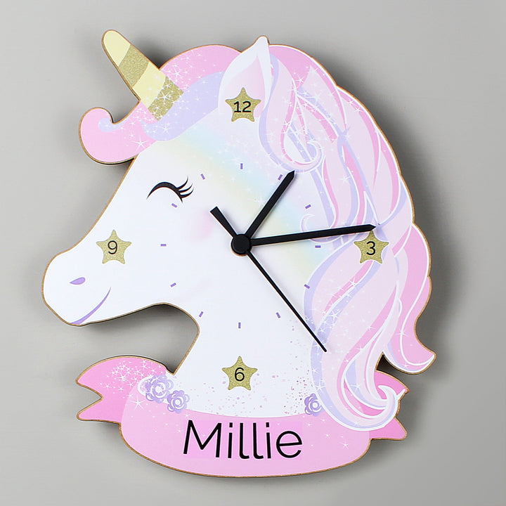 Personalised Unicorn Shape Wooden Clock Wall Clocks Mini Bee 