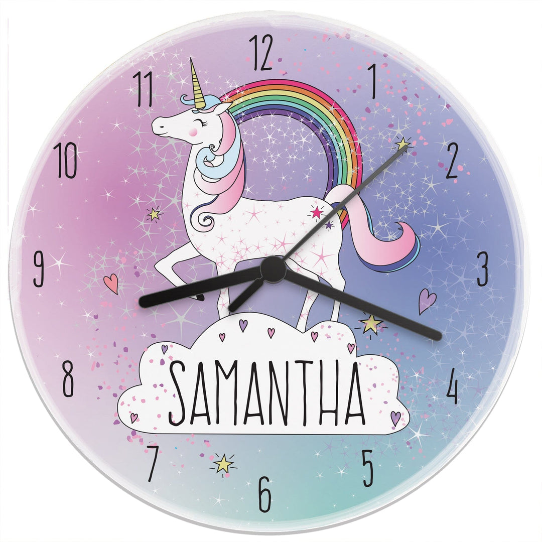 Personalised Unicorn Wooden Clock Wall Clocks Mini Bee 