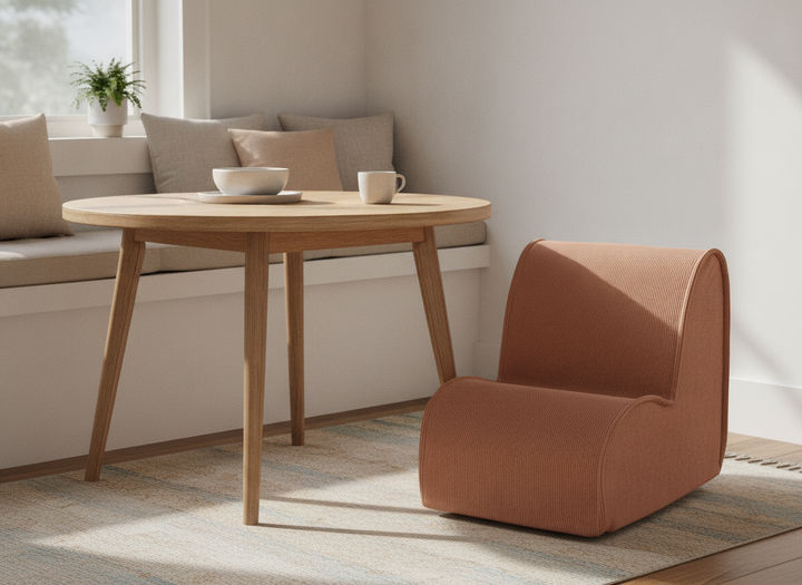 MeowBaby Chair for Children terracotta corduroy chair styled at a child&
