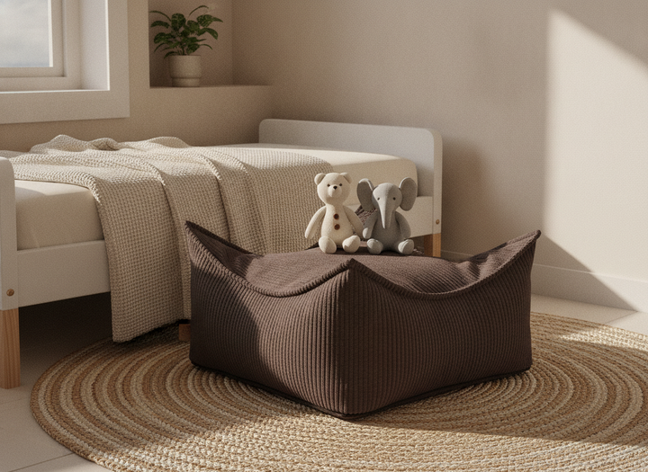 MeowBaby Square Puff corduroy floor pouf styled in a children&