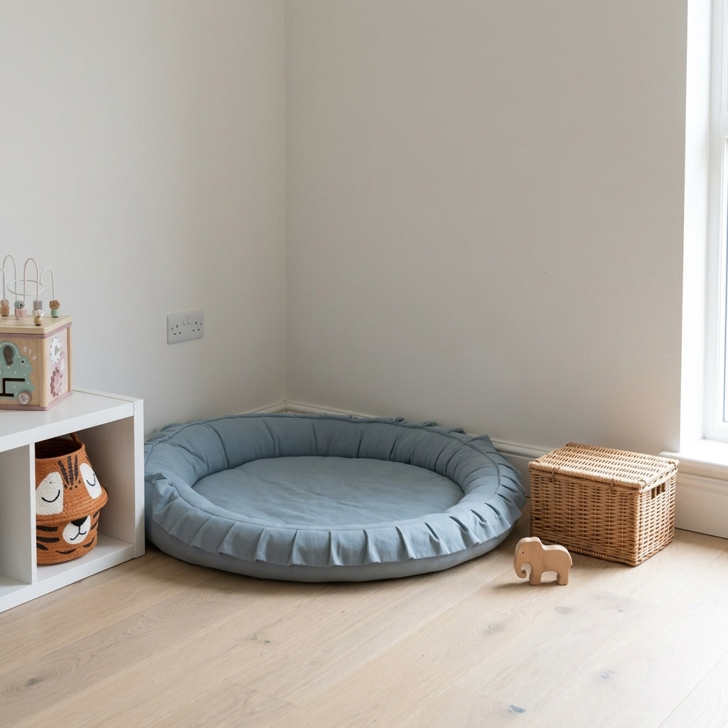 Monio for Kids Blue Cotton Padded Nest Playmat, lifestyle image