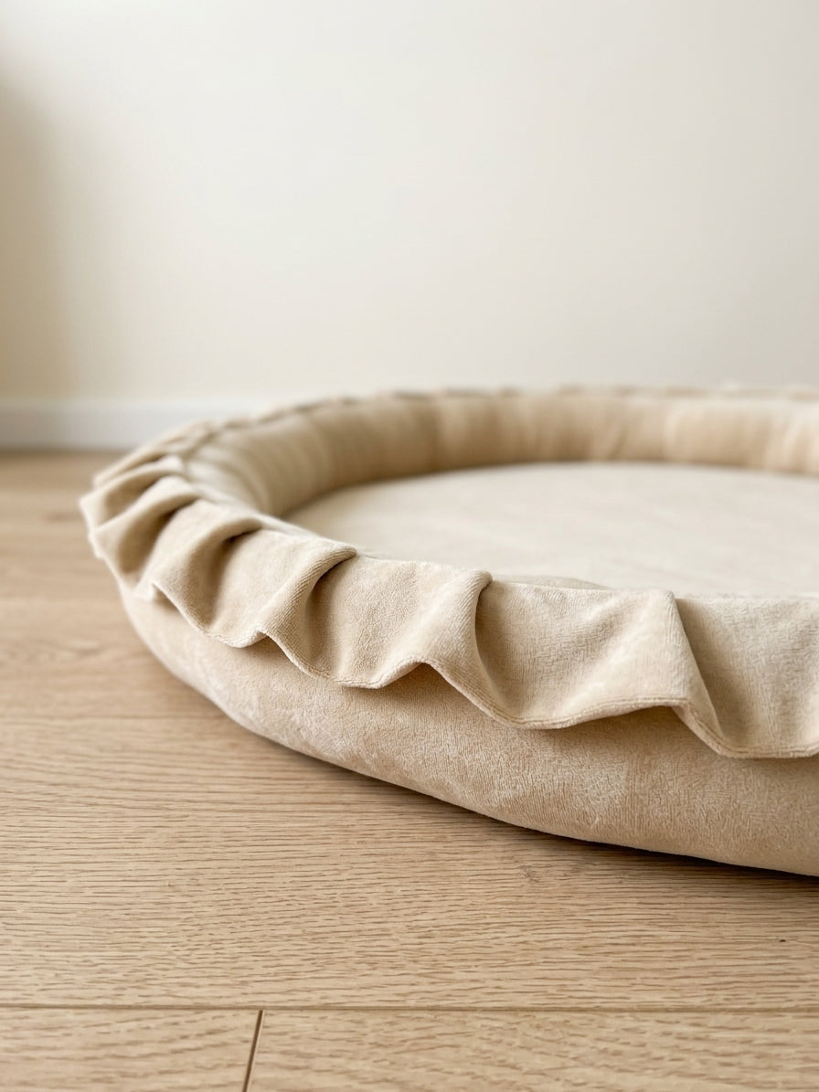 Monio for Kids Cream Velvet Padded Nest Playmat, lifestyle image