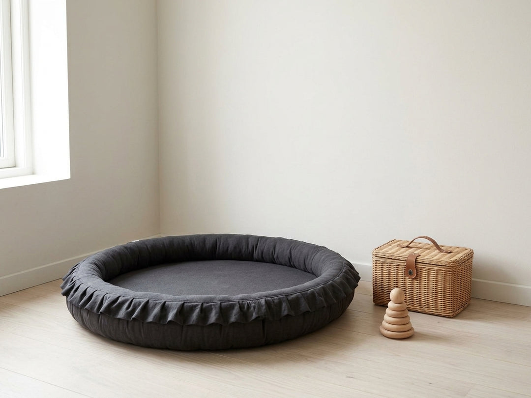 Monio for Kids Graphite Cotton Padded Nest Playmat, lifestyle image