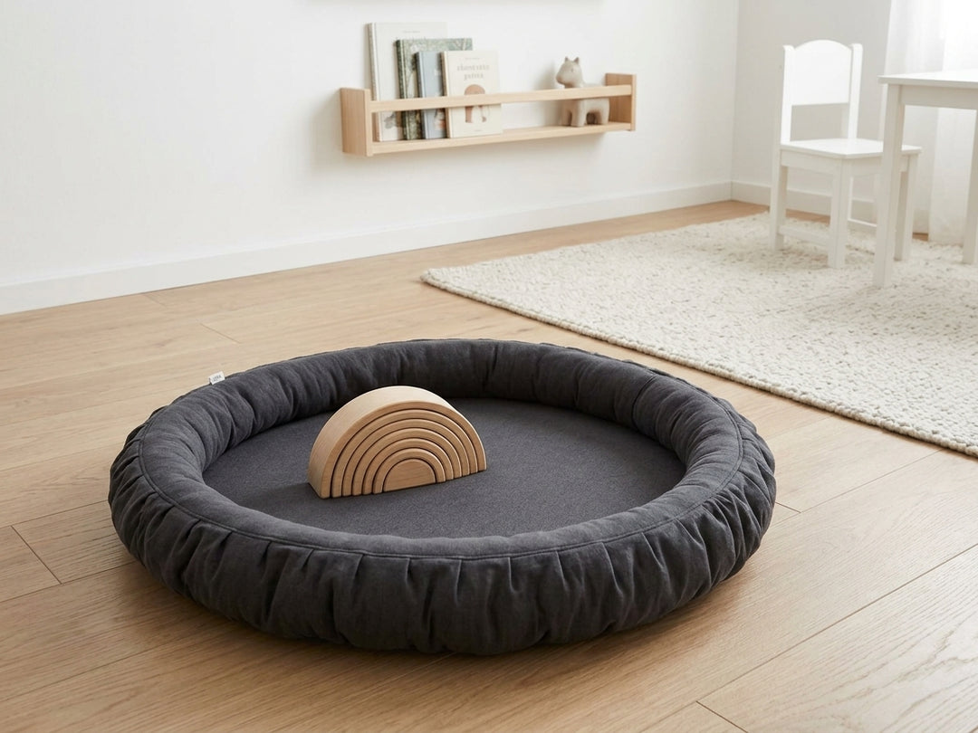 Monio for Kids Graphite Cotton Padded Nest Playmat, lifestyle image