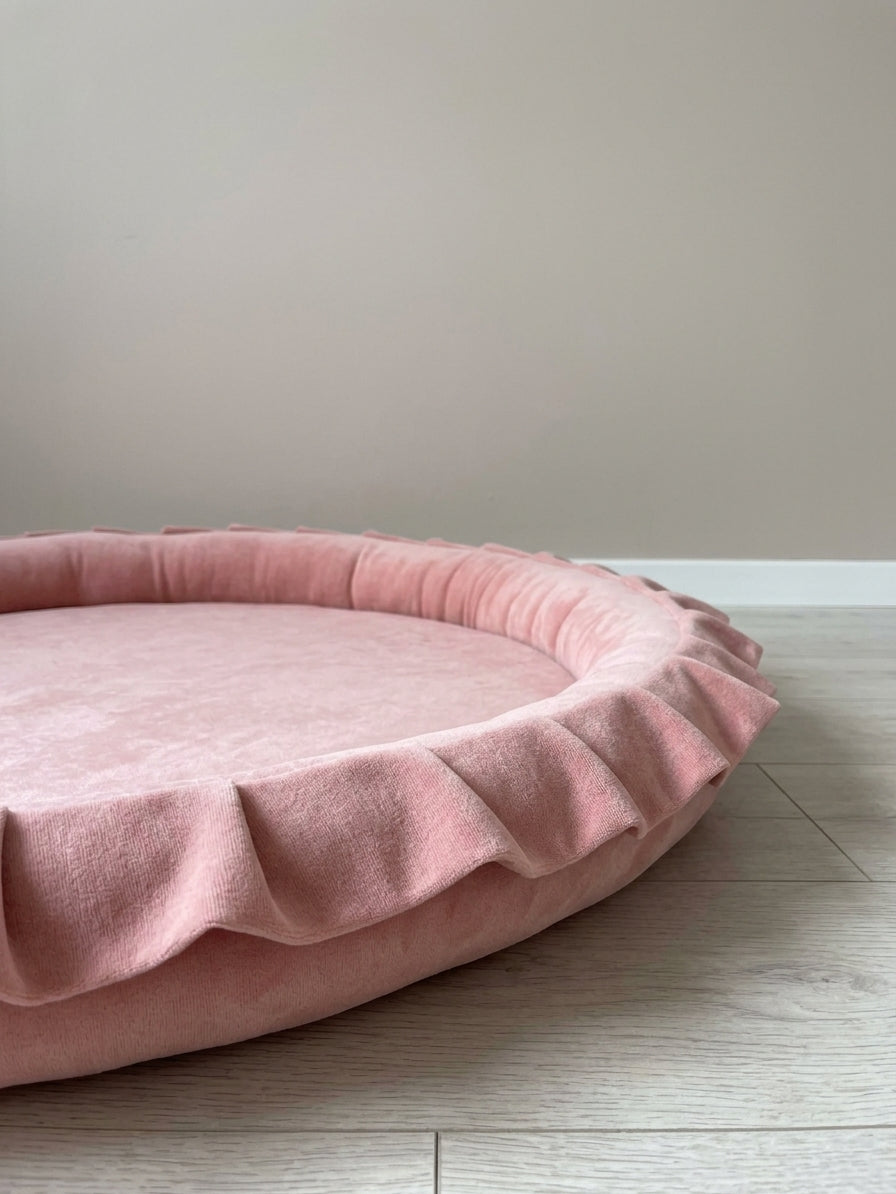 Monio for Kids Pink Velvet Padded Nest Playmat, lifestyle image