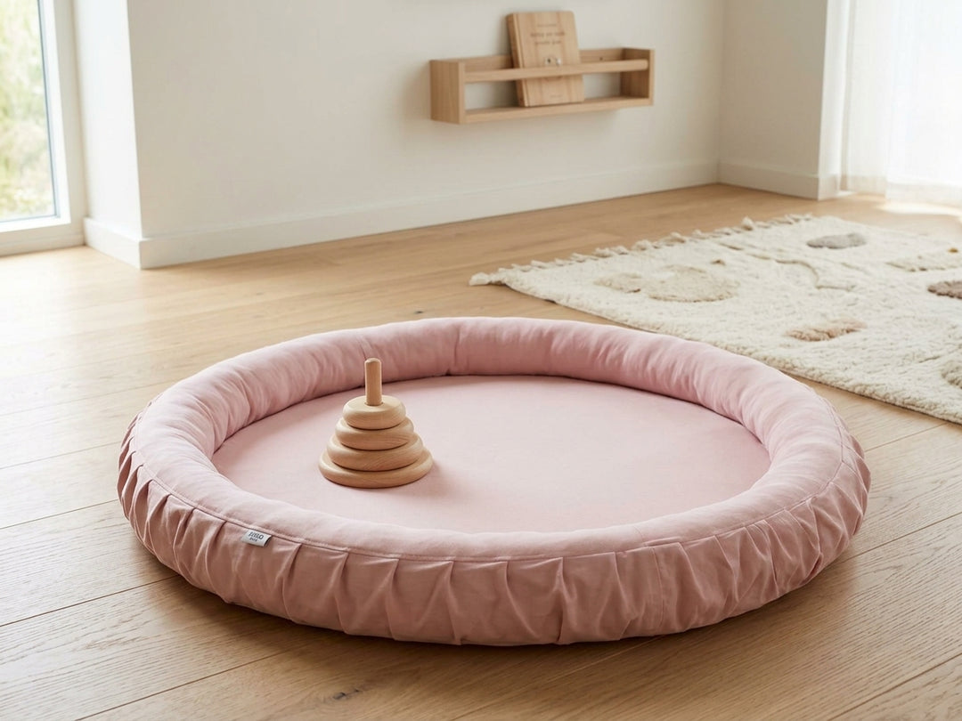 Monio for Kids Powder Pink Cotton Padded Nest Playmat, lifestyle image