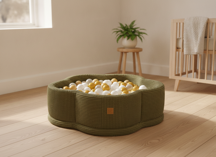 MeowBaby Khaki Aesthetic Flower ball pit in a lifestyle setting: A Petal Shape That Settles Into The Room