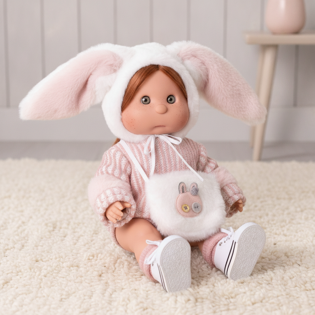 Ready for her look - Antonio Juan Iris Fashion Doll with Makeup and Bunny Bonnet, 38cm, Nestoro