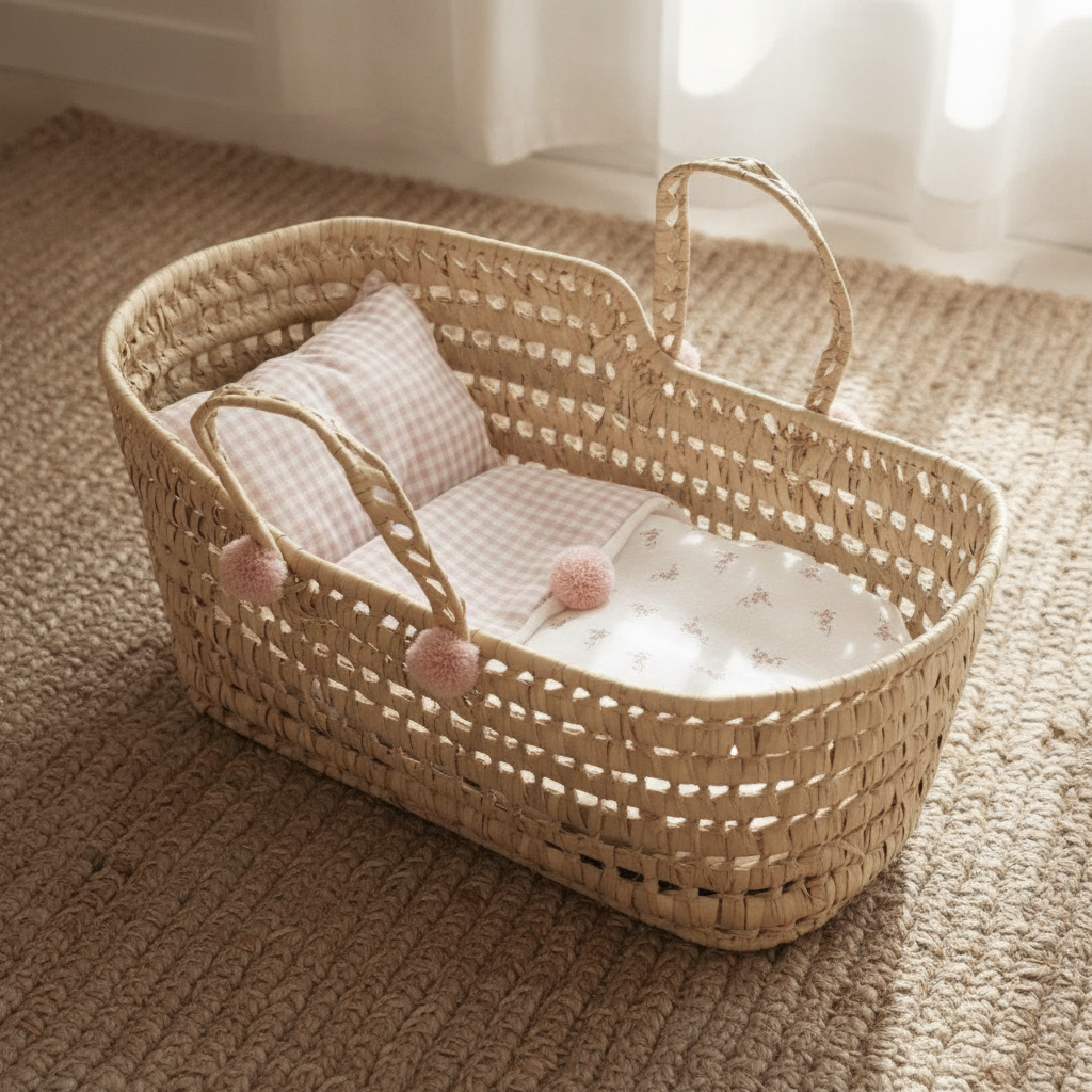 Portable comfort - Antonio Juan Palm Moses Basket, Floral, for Dolls up to 33cm, Nestoro