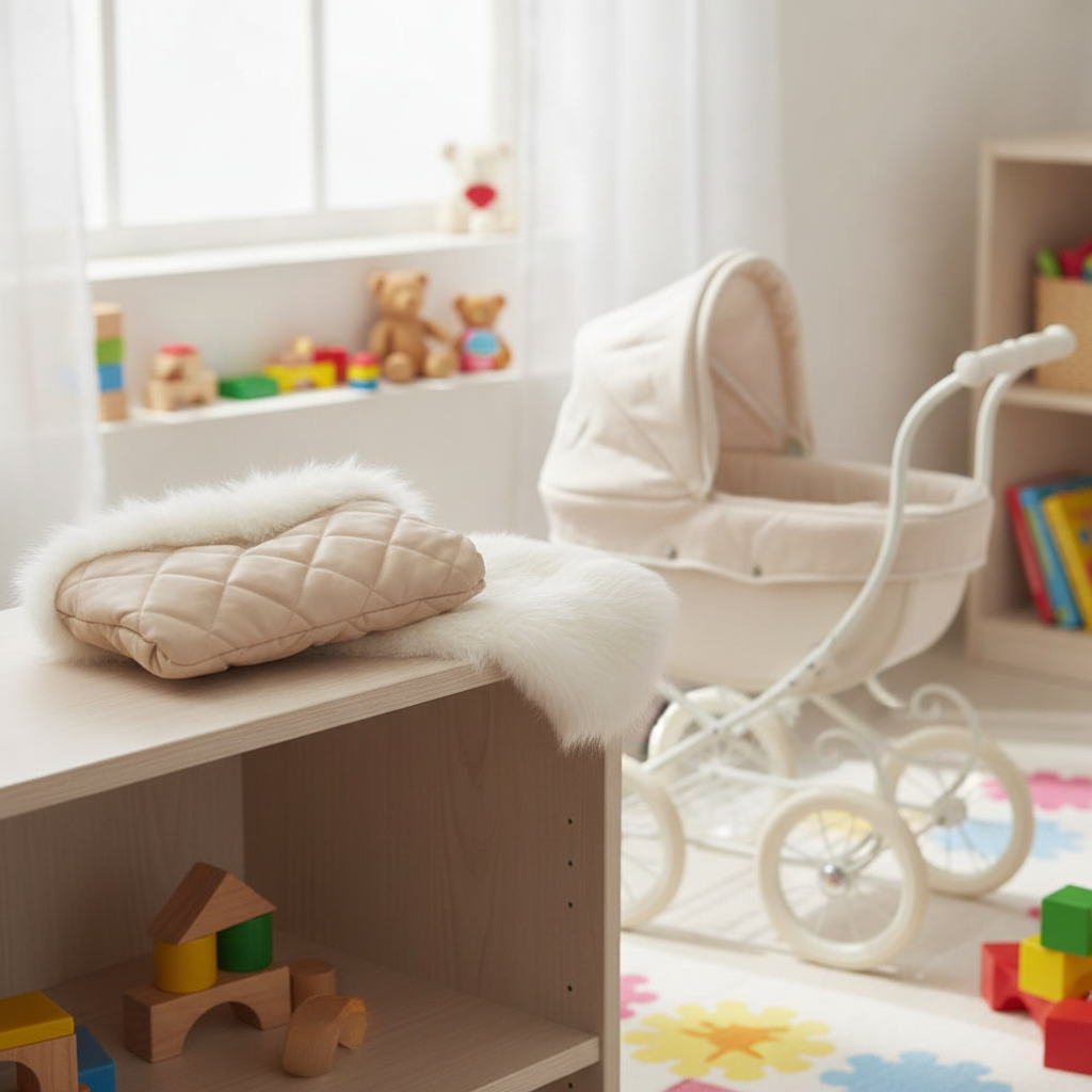 Cream Roma Dolls Pram Fur Handmuff and matching hood fur shown together as a coordinated set