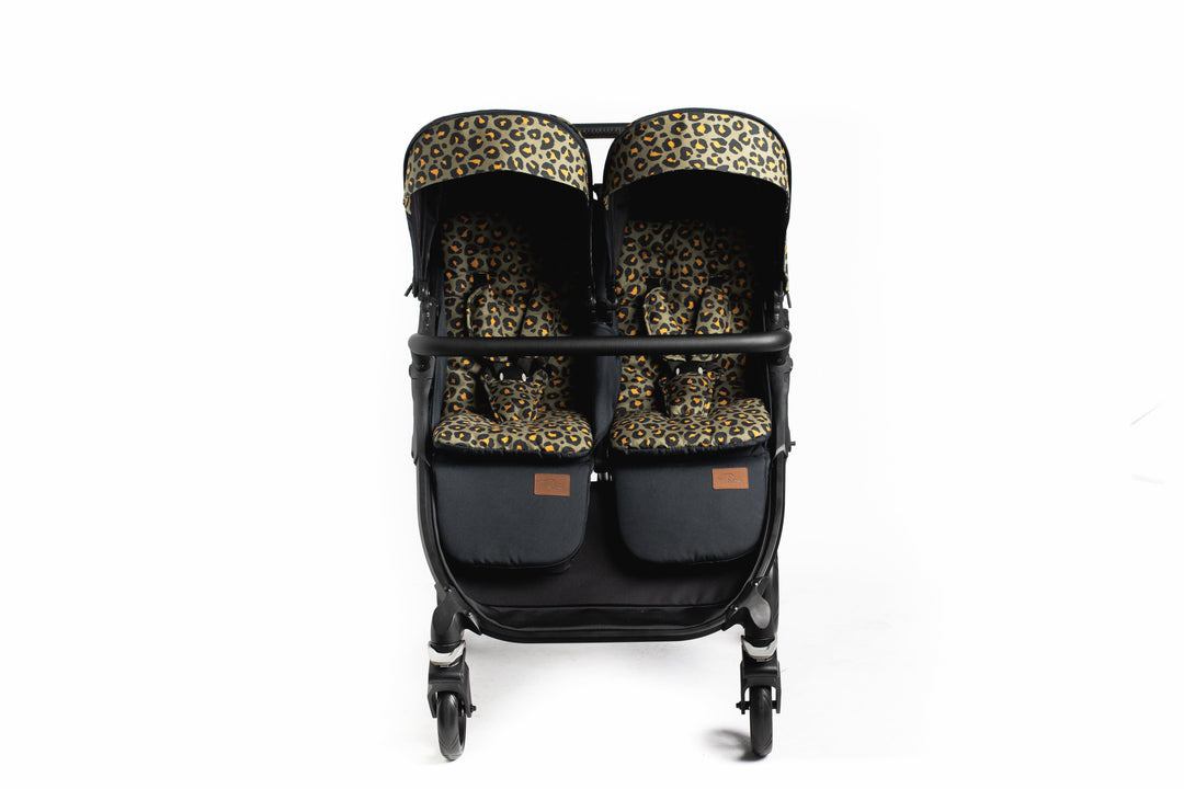 Roma Gemini Khaki Leopard Double Pram Baby Stollers Roma 
