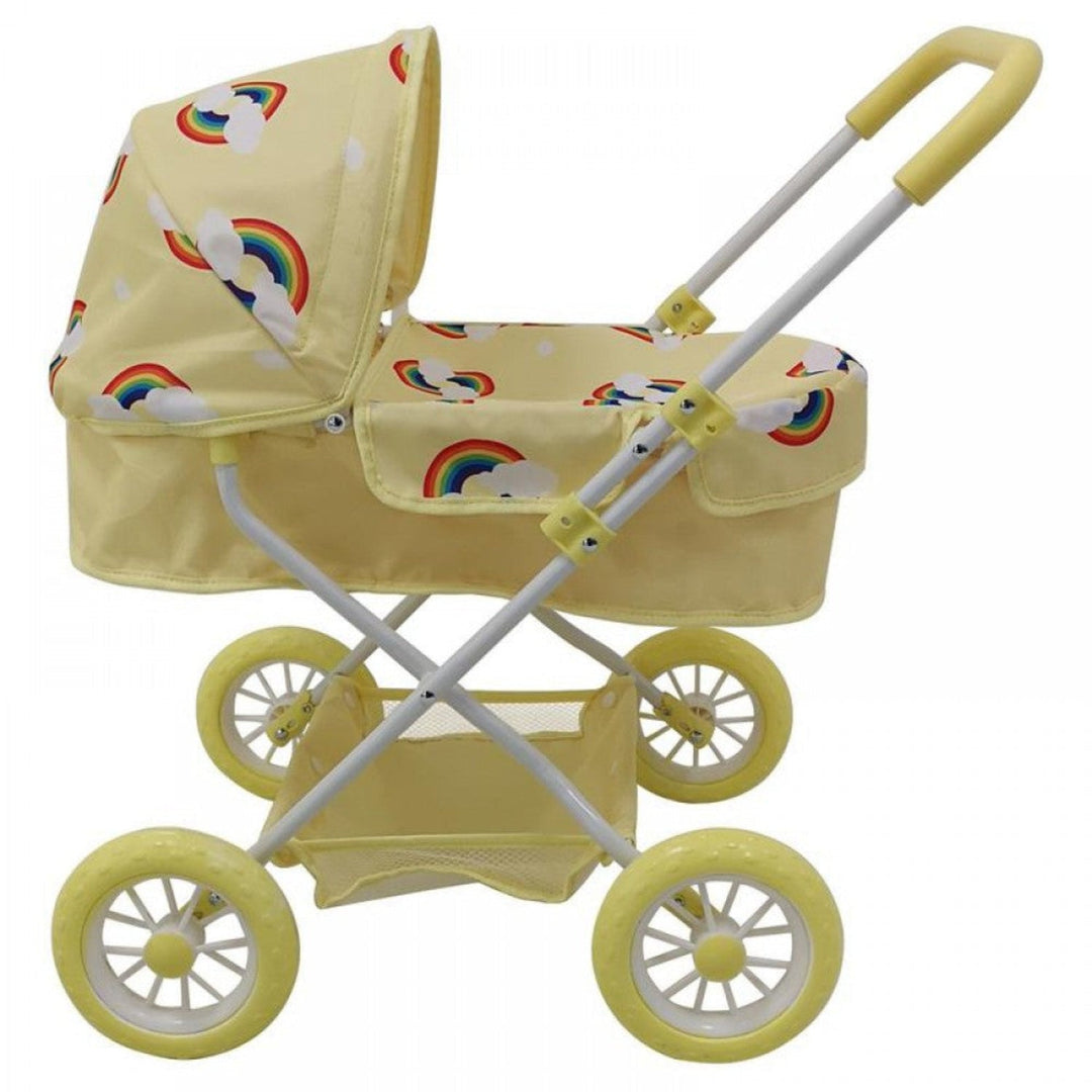 Roma Rupert Dolls Pram in Primrose, folding chassis and wheels detail