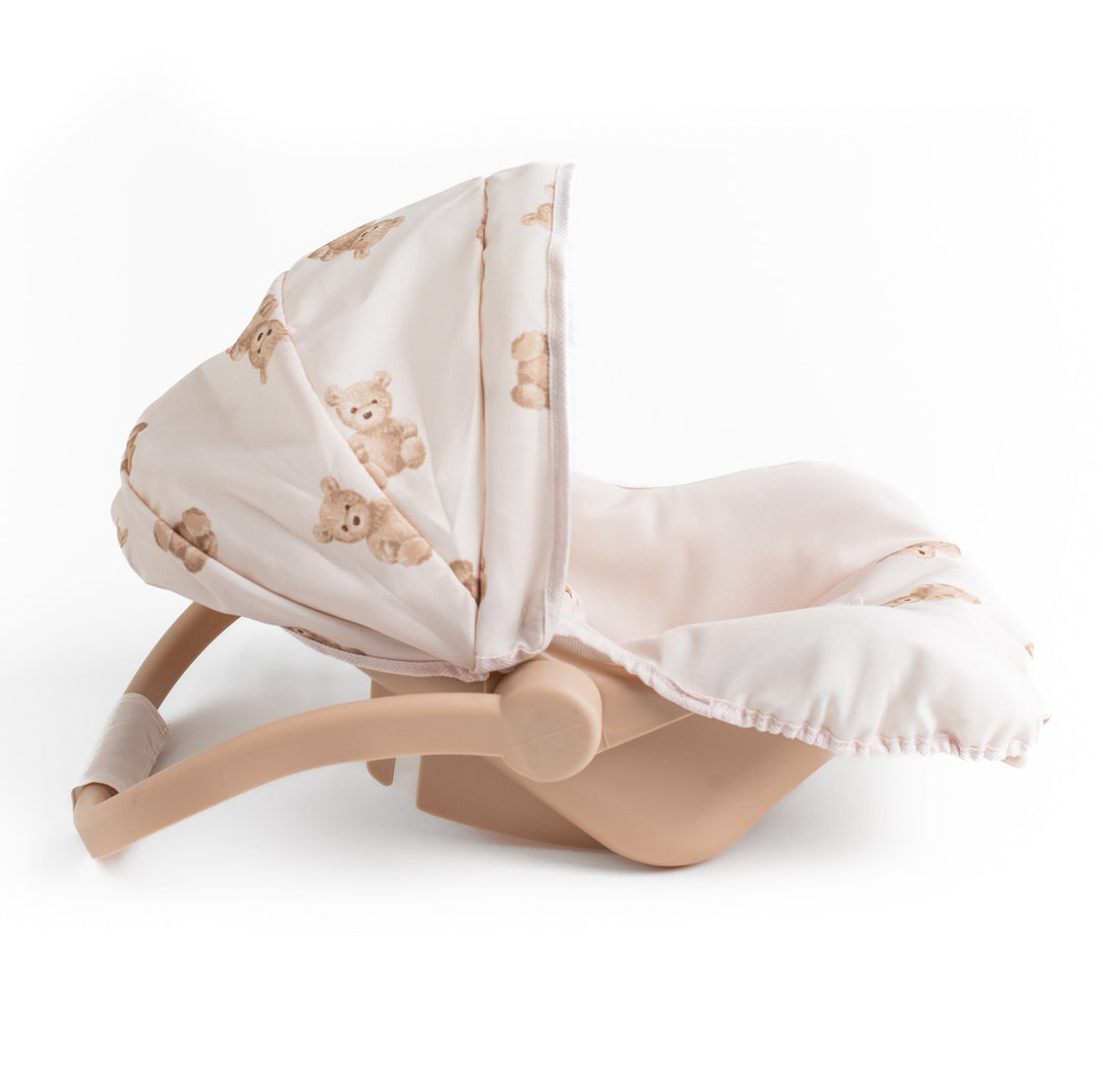 Roma Teddy Dolls Car Seat side profile showing the carry handle raised upright