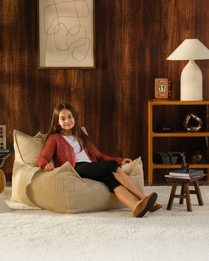 Brown Sugar Wigiwama Club Chair, side profile view showing carry handle